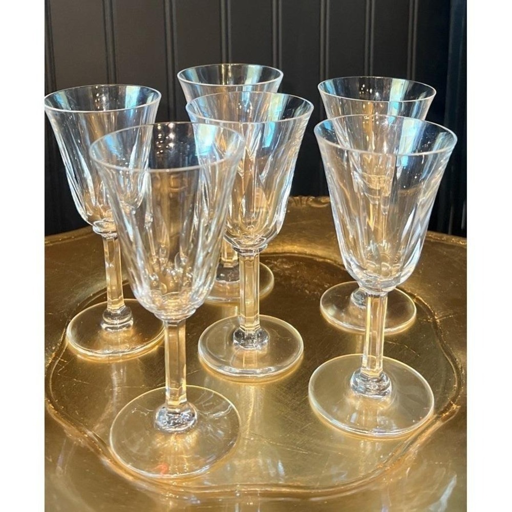 St Louis Cerdagne French Crystal 5"stem small claret Signed Set of 6
